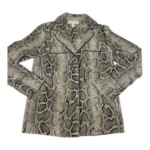 MICHAEL Michael Kors Snakeskin Print Sequined Pajama Top‎ Womens XXS Black Beige